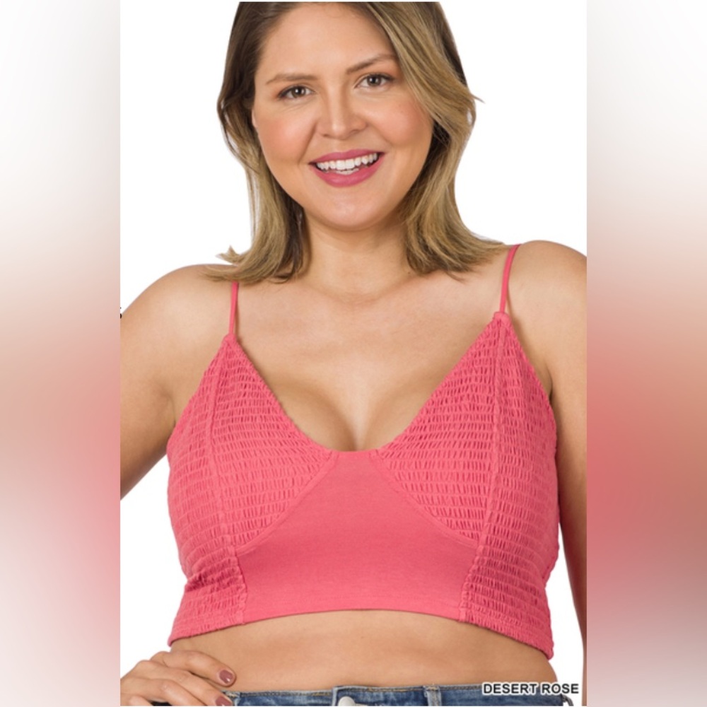 NWT ZENANA SMOCKED TRIANGLE BRALETTE